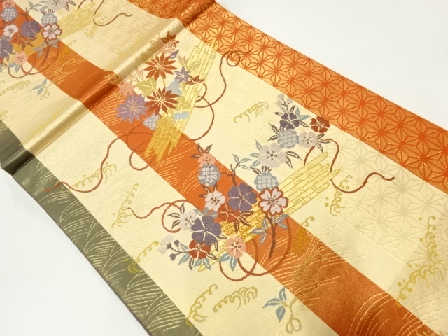 JAPANESE FUKURO OBI / WOVEN FLORAL RAFT